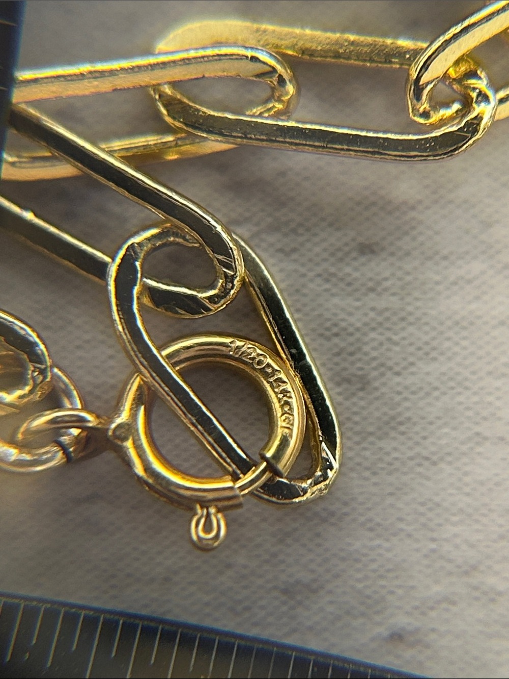 Gold Paperclip Chain Necklace with Pave Square Pendant - Women Jewelry - Picture 9 of 9